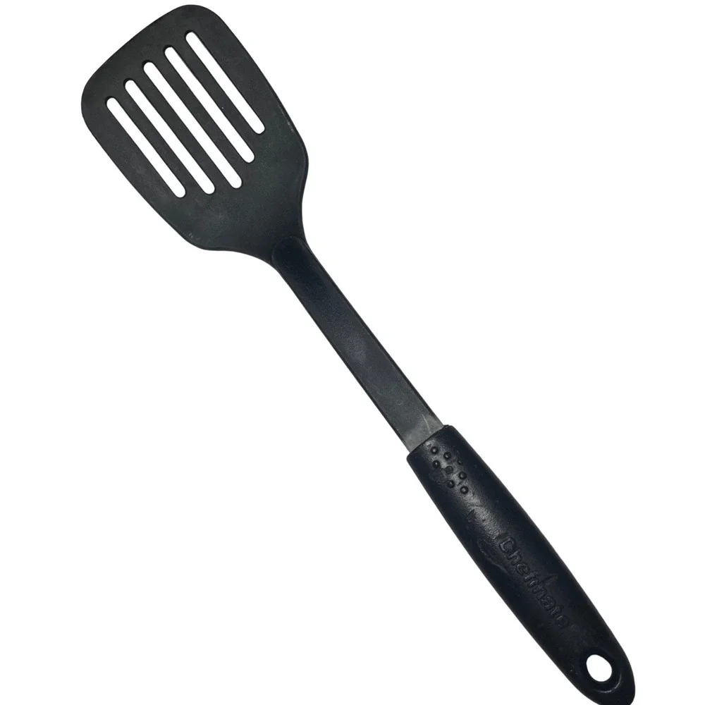 2 Pc Spatula Lot Chefmate Slotted Turner & Wide‎ Nylon Turner Black Red Kitchen